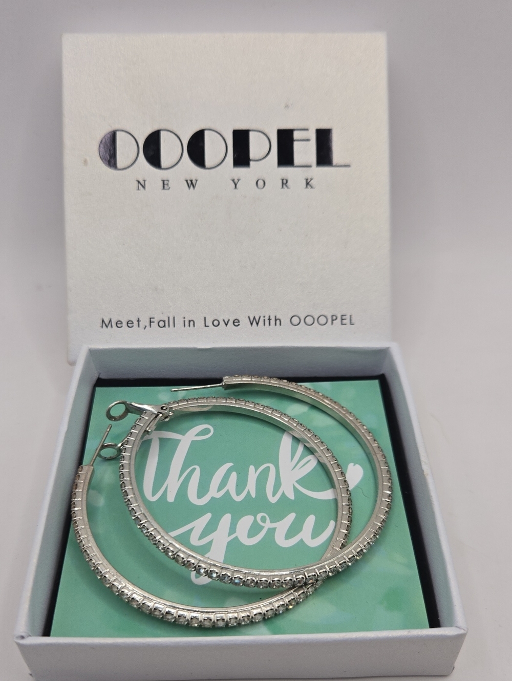 NEW Silver Crystal Hoop Earrings - Silver